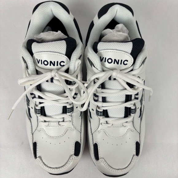 Vionic, 23M Walk Men\'s Sneakers, Size 8 Wide, White and Navy Blue, Leather/Mesh main image 9